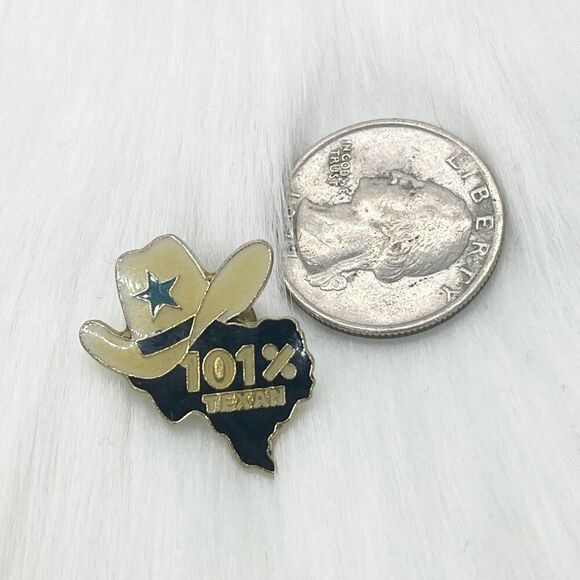 🔮 5/$25 Vintage 101% Texan Cowboy Hat Texas Pin - Picture 2 of 2
